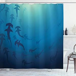 ABAKUHAUS Animales Marinos Cortina de Baño, Tiburon Martill…