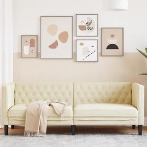 Homgoday Sofá Chesterfield de 3 plazas Cuero Artificial Bla…