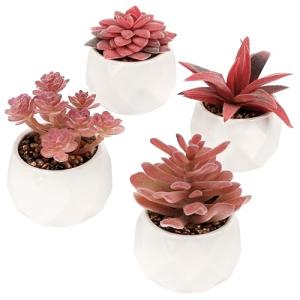 BELLE VOUS Pack de 4 Plantas Artificiales Decorativas Peque…