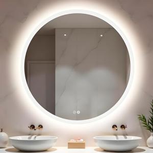 Marctani Espejo Baño Redondo con Luz LED Regulable en 3 Col…