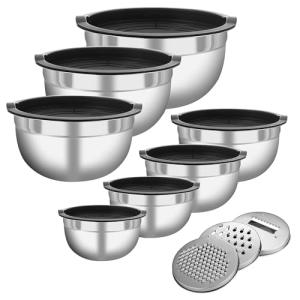 Ensaladeras Bol Acero inoxidable con tapa, Bowls cocina,7Cu…