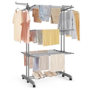 SONGMICS Tendedero Plegable de 4 Niveles, con Ruedas, Alas…