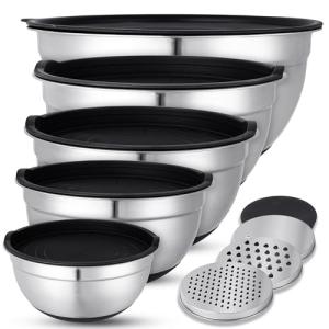 KUOGAS Juego de 5 Bol Acero Inoxidable,Bol Cocina,3 Accesor…