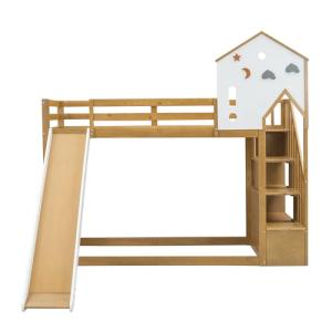 Idemon Litera, Cama de Casa Con Escalera Esquinera, Cuna Co…