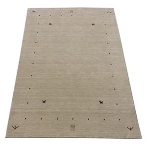 Gabbeh Alfombra Beige 100% Lana Color Liso Tejida a Mano G84