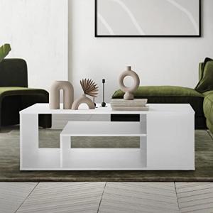 ML-Design Mesa de Centro Blanca 110x50x41 cm Madera de Robl…