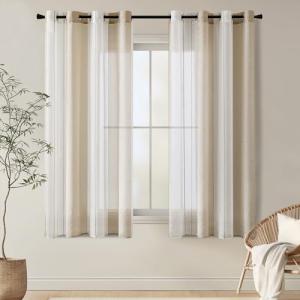 EMEMA Cortinas Rayas Transparente con Ojales Cortinas de Vo…