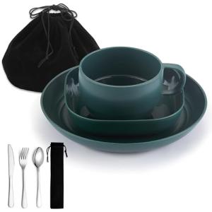ReaNea Juego de Utensilios de Camping, Platos y Cuencos de…