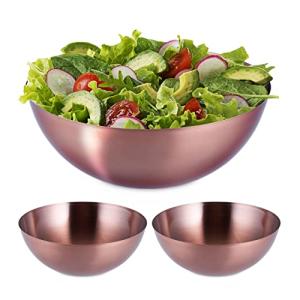 Relaxdays 3 Ensaladeras de Acero Inoxidable, Frutero Cobriz…