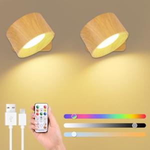 GuKKK Luz de Pared de Interior, 2 Pcs Lámpara de pared LED…