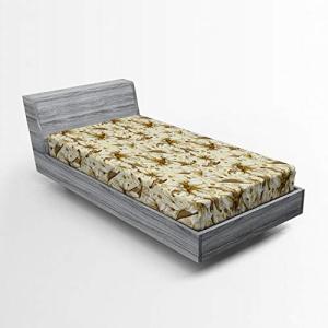 ABAKUHAUS Beige Sábana Elastizada, Blooming pétalos de Las…