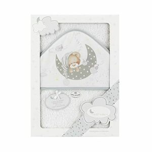 Interbaby 01225-18 - Capa de baño BEAR SLEEPING blanco y gr…
