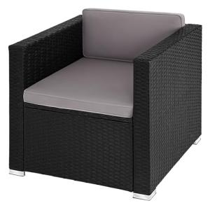 tectake® Sillón de Ratán y Acero con Reposabrazos, Mueble J…