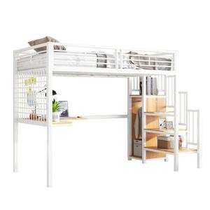 Cama Loft 90x200cm, Cama Alta Multifuncional para Niños y A…