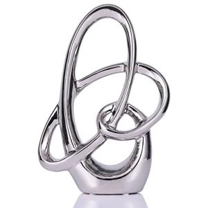 Estatua moderna de cerámica plateada – Acento abstracto par…