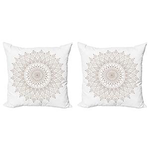 ABAKUHAUS Brown Mandala Set de 2 Fundas para Cojín, Arte En…