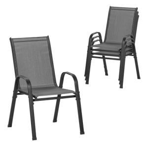 WOLTU Sillas de Jardín, Juego de 4 Sillones Apilables de Ex…