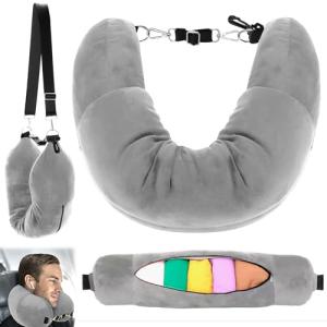 BUOAZR Almohada de Viaje Rellenable, Cojín Cervical de Viaj…