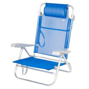 AKTIVE Silla playa plegable, 8 posiciones, Color azul, 47x4…