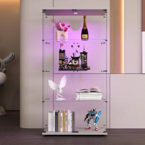 EIFSON - Vitrina de cristal con LED, vitrina moderna con 2…