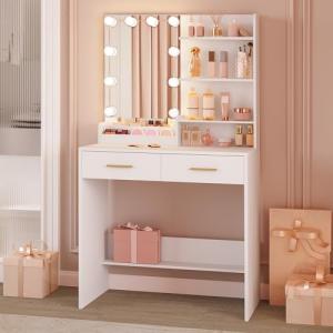 Hzuaneri Tocador con Espejo y Luz, Mesa de Maquillaje con E…