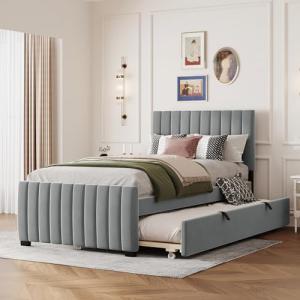 A ALFRESCOOL Cama tapizada de 90 x 190 cm con cama nido, ca…