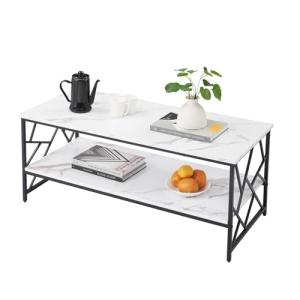 Ginhow Mesa de centro de 110 x 50 cm, color blanco, con esp…