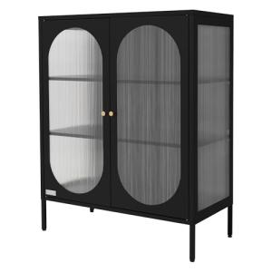 ML-Design Vitrina de Salón Negra 80x102,5x40 cm, Armario de…