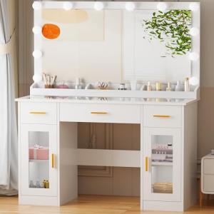 BEWISHOME Grande Tocador de Maquillaje con Luces LED, Brill…