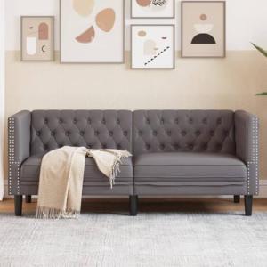 Emmtore Sofá Chesterfield de 2 plazas Cuero Artificial Gris