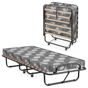 COSTWAY Cama Plegable con Colchón 80 x190cm, Cama Supletori…