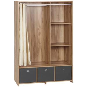 HOMCOM Armario, vestidor con Cortina, Armario con Barra, 3…
