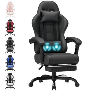 TRIUMPHKEY Silla Gaming Profesional con Masajeador, PU Sill…