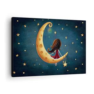 ARTTOR Lienzos decorativos Infantil Chica Luna Cuadro Sobre…