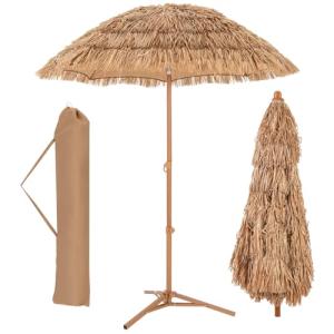 GOPLUS Sombrilla de Paja PP Hawaiana 2M con Base Plegable,…