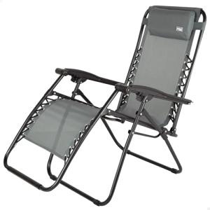 AKTIVE Silla Plegable, Gravedad Cero, Gris, con cojín y rep…