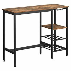 VASAGLE Mesa alta de comedor, bar, con soporte para copas d…