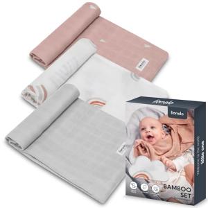 LIONELO Bamboo Set 3 piezas mantas envolventes de bebé natu…