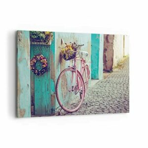 ARTTOR Cuadros sobre lienzo Bicicleta Arquitectura Flores A…