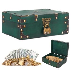 FENGQ Cofre del Tesoro de Madera Vintage con Cerradura de c…