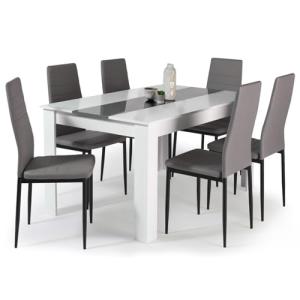 IDMarket – Conjunto de mesa de comedor Georgia 140 cm blanc…