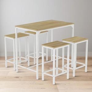 buybyroom Mesa alta con 4 taburetes de bar, mesa de bar con…