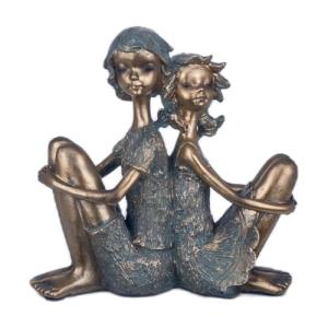 BY SIGRIS Figura Pareja Sentada Dorado de Resina 21X8X21cm…