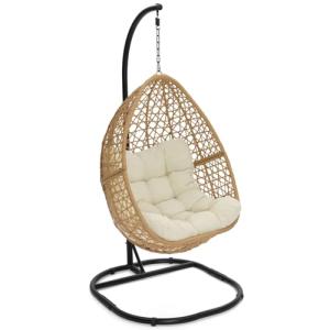 IDMarket – Sillón Luna colgante calado efecto ratán con coj…