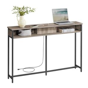 VASAGLE Mesa consola de 55.1 pulgadas con toma de corriente…