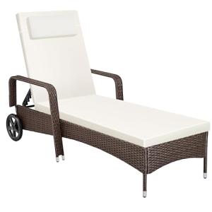 TecTake®, Tumbona Chaise Longue, Ajustable de Poliratán con…