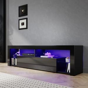 Sirhona - Mueble para TV LED, color negro, banco de TV, 180…