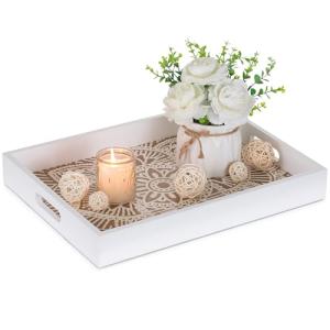 Hanobe - Bandeja decorativa para servir con asas, color bla…