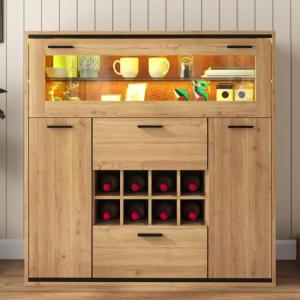 KOMHTOM Aparador comedor con LED y armario para vino, muebl…