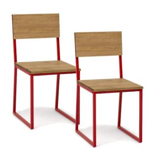 BOX FURNITURE Pack 2Uds. Sillas Desmontables Oxford Eco Roj…